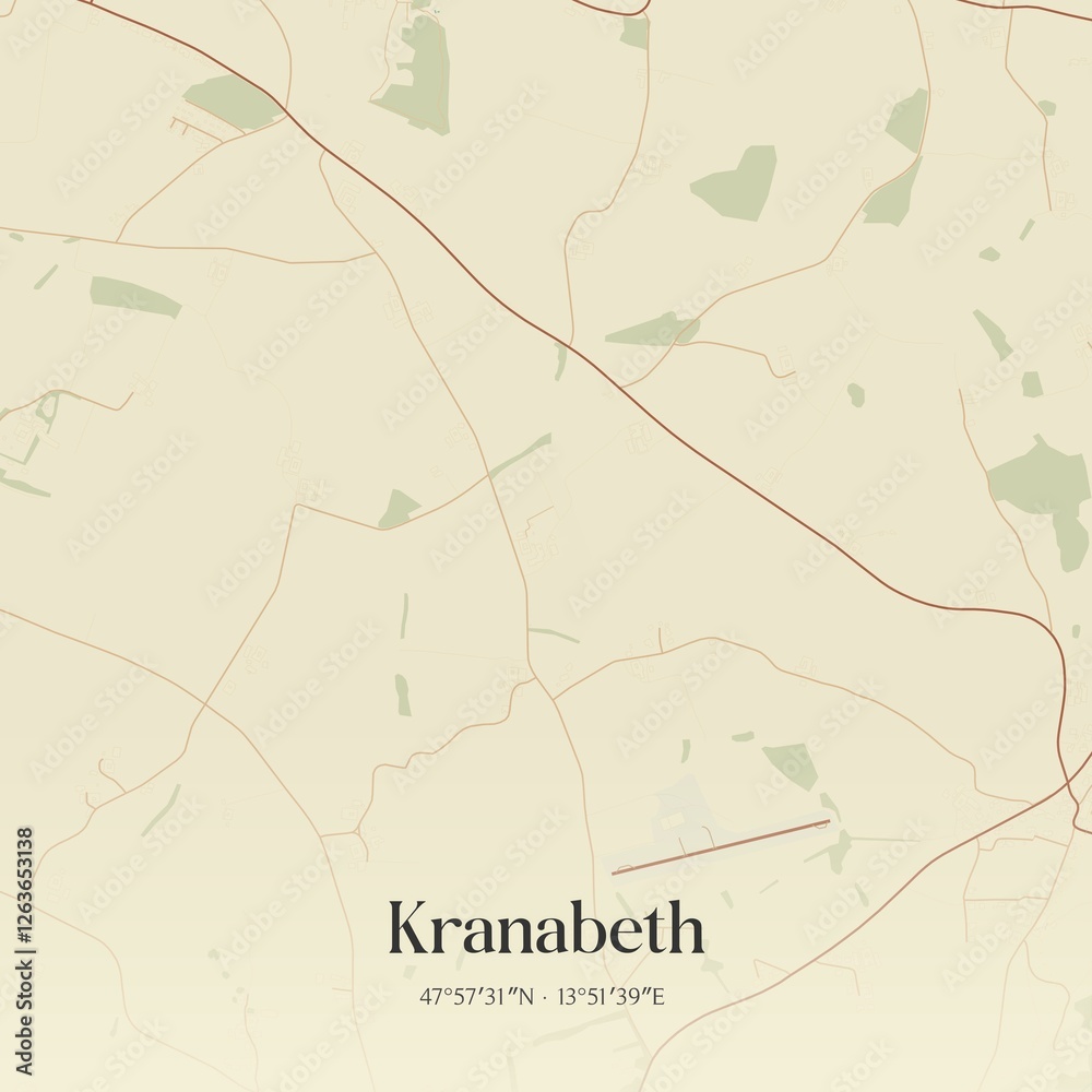 Vintage map of Kranabeth, Austria.