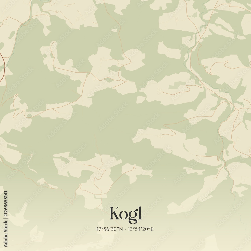 Vintage map of Kogl, Austria.