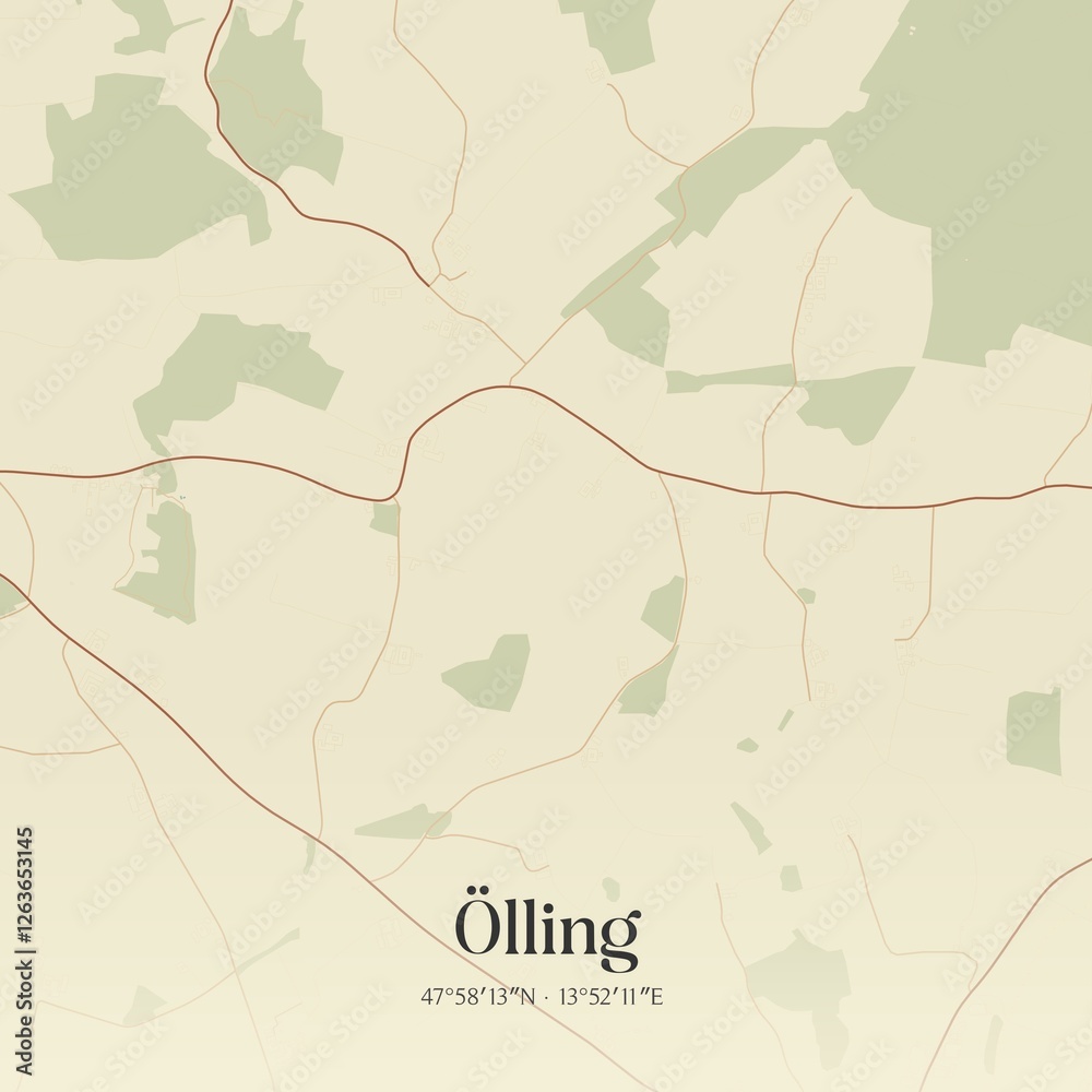 Vintage map of Ölling, Austria.