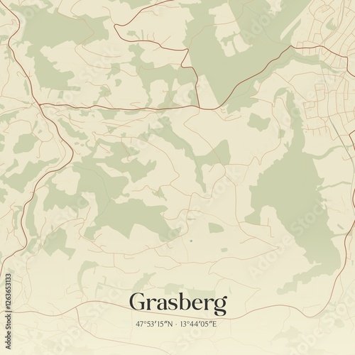 Obraz na płótnie Vintage map of Grasberg, Austria. w salonie