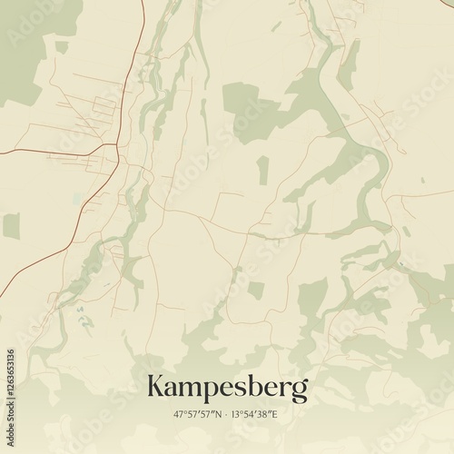 Obraz na płótnie Vintage map of Kampesberg, Austria. w salonie