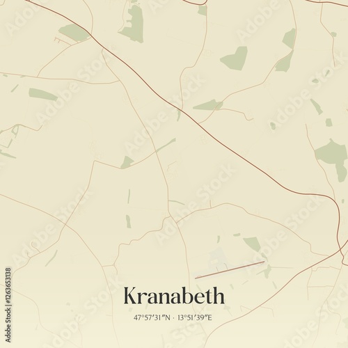 Vintage map of Kranabeth, Austria.