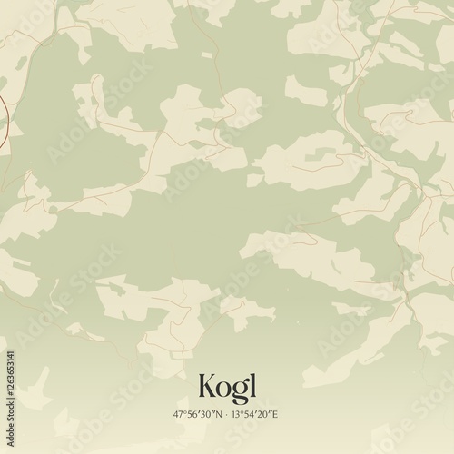 Obraz na płótnie Vintage map of Kogl, Austria. w salonie