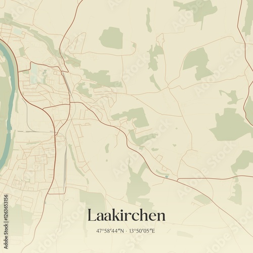 Obraz na płótnie Vintage map of Laakirchen, Austria. w salonie