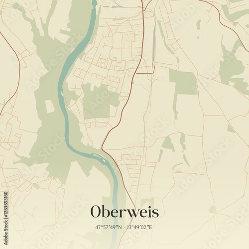 Obraz na płótnie Vintage map of Oberweis, Austria. w salonie