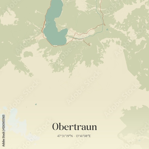Obraz na płótnie Vintage map of Obertraun, Austria. w salonie