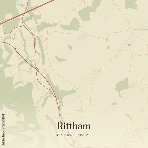 Obraz na płótnie Vintage map of Rittham, Austria. w salonie