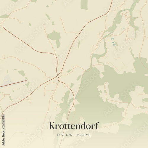 Obraz na płótnie Vintage map of Krottendorf, Austria. w salonie