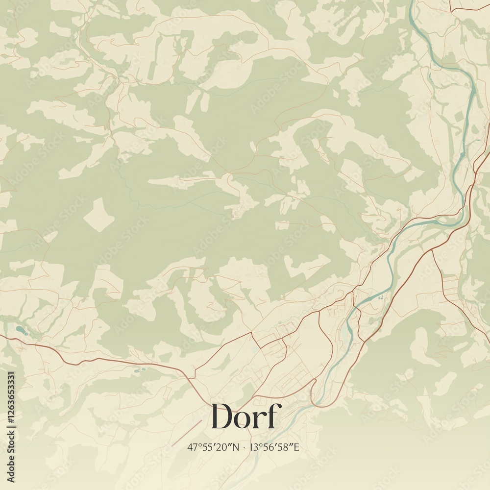 Vintage map of Dorf, Austria.