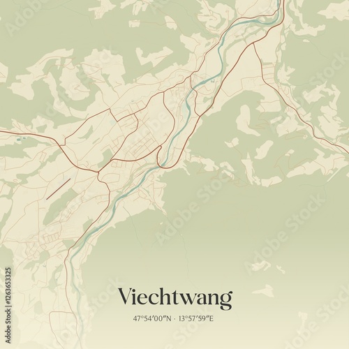 Obraz na płótnie Vintage map of Viechtwang, Austria. w salonie