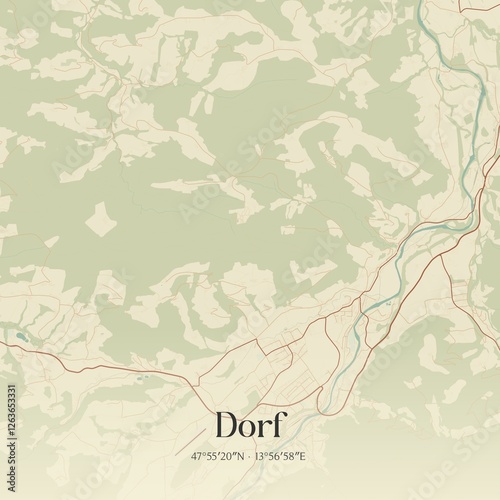 Obraz na płótnie Vintage map of Dorf, Austria. w salonie