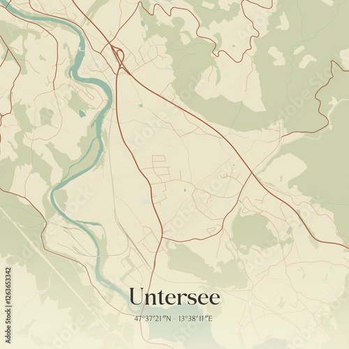Obraz na płótnie Vintage map of Untersee, Austria. w salonie