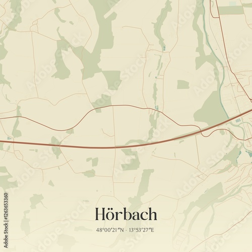 Obraz na płótnie Vintage map of Hörbach, Austria. w salonie