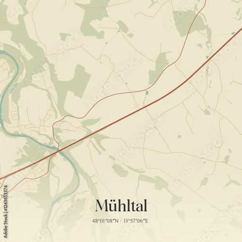 Obraz na płótnie Vintage map of Mühltal, Austria. w salonie