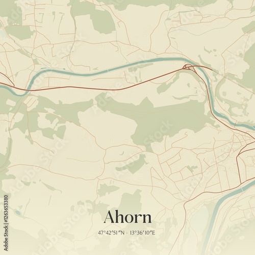 Obraz na płótnie Vintage map of Ahorn, Austria. w salonie