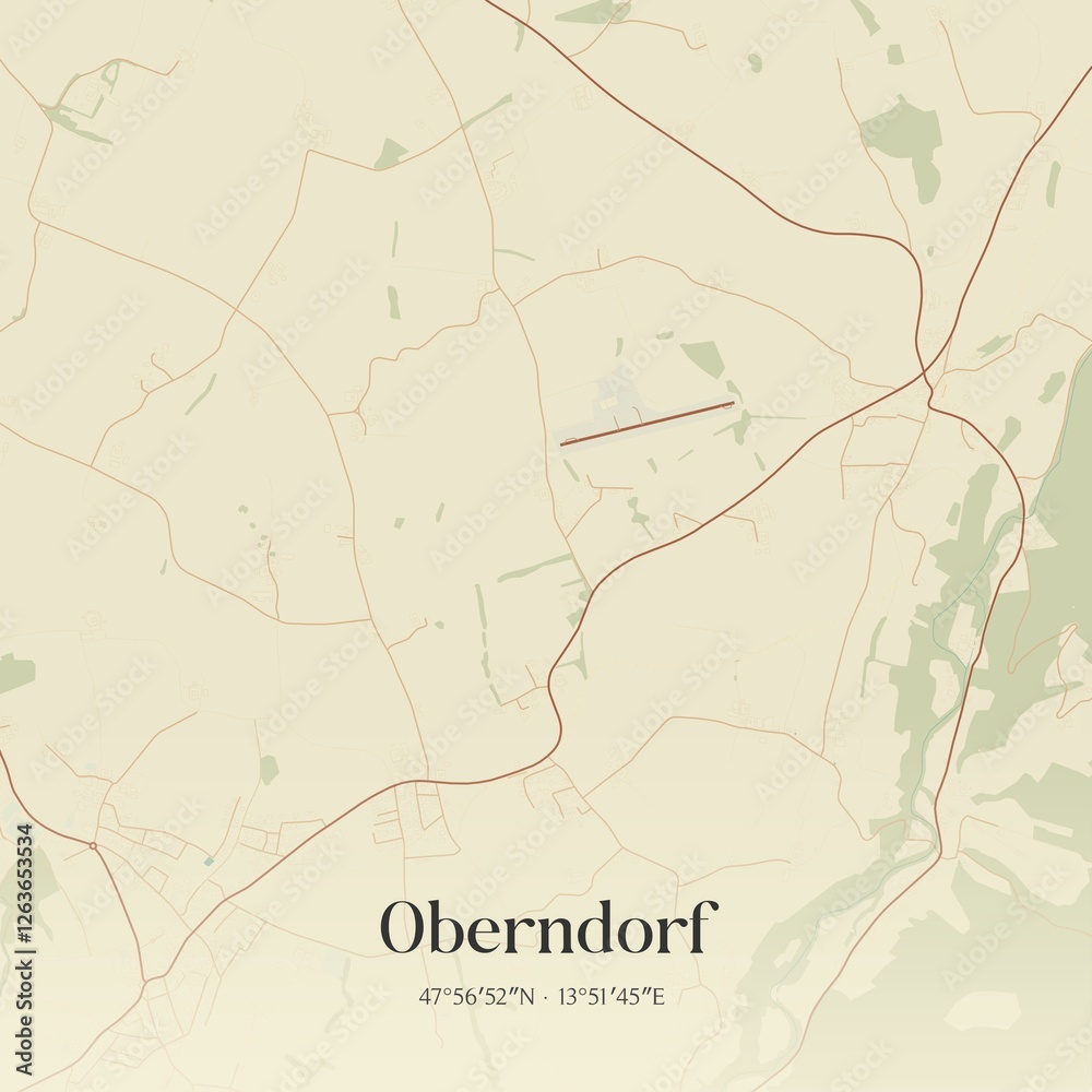 Vintage map of Oberndorf, Austria.
