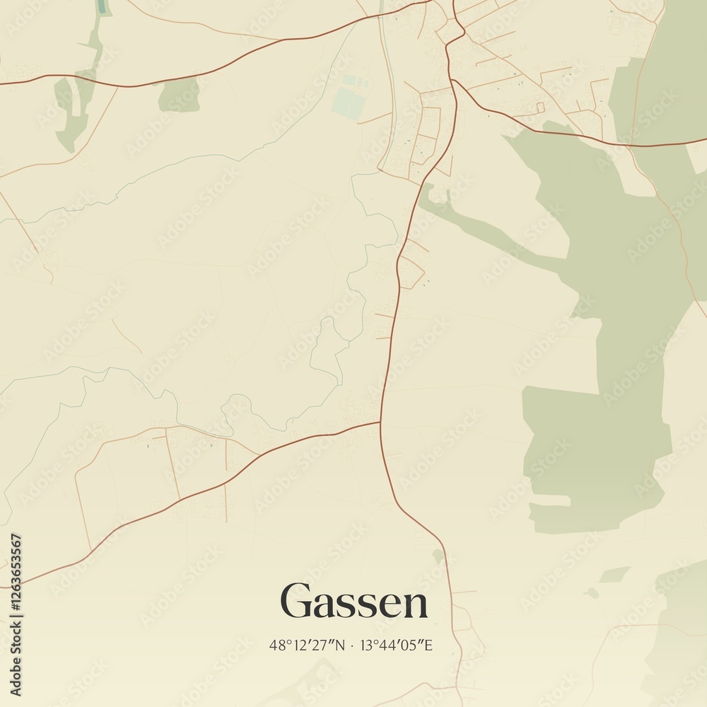 Vintage map of Gassen, Austria.