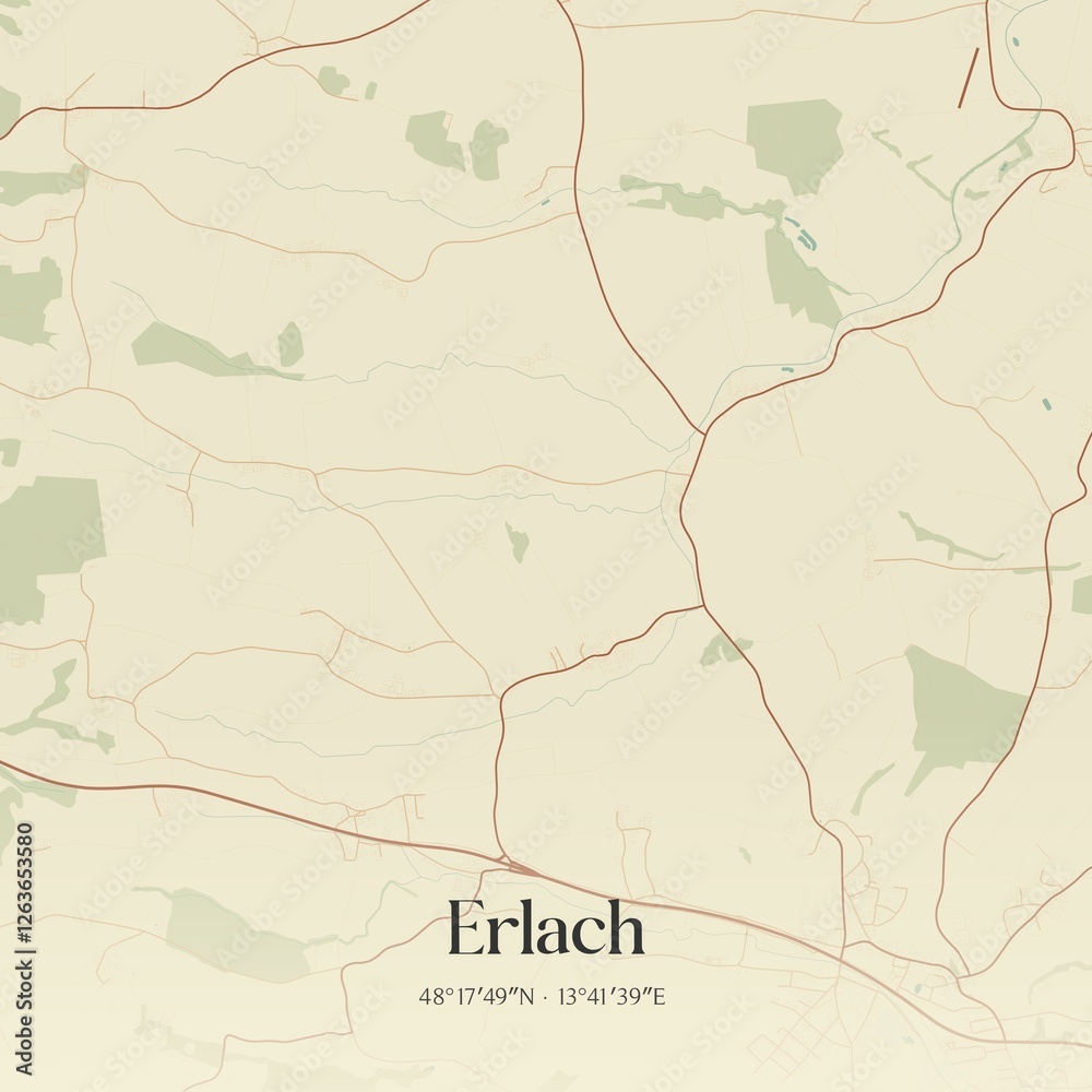 Vintage map of Erlach, Austria.