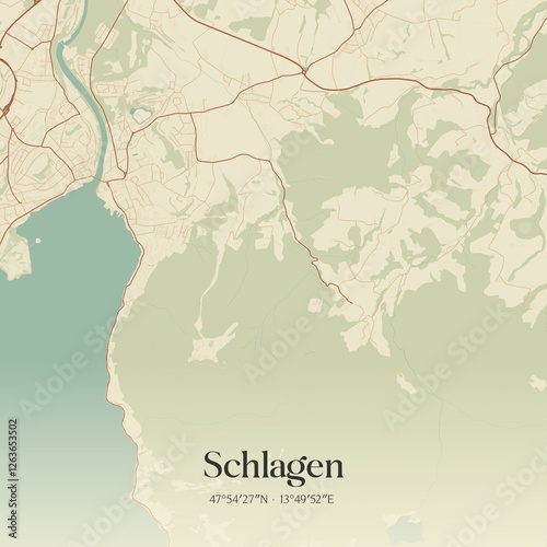 Obraz na płótnie Vintage map of Schlagen, Austria. w salonie