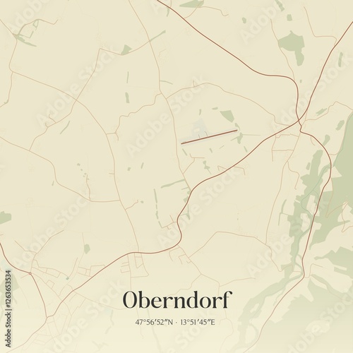 Obraz na płótnie Vintage map of Oberndorf, Austria. w salonie