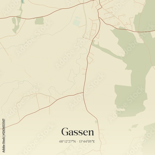Obraz na płótnie Vintage map of Gassen, Austria. w salonie