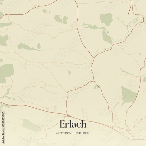 Obraz na płótnie Vintage map of Erlach, Austria. w salonie