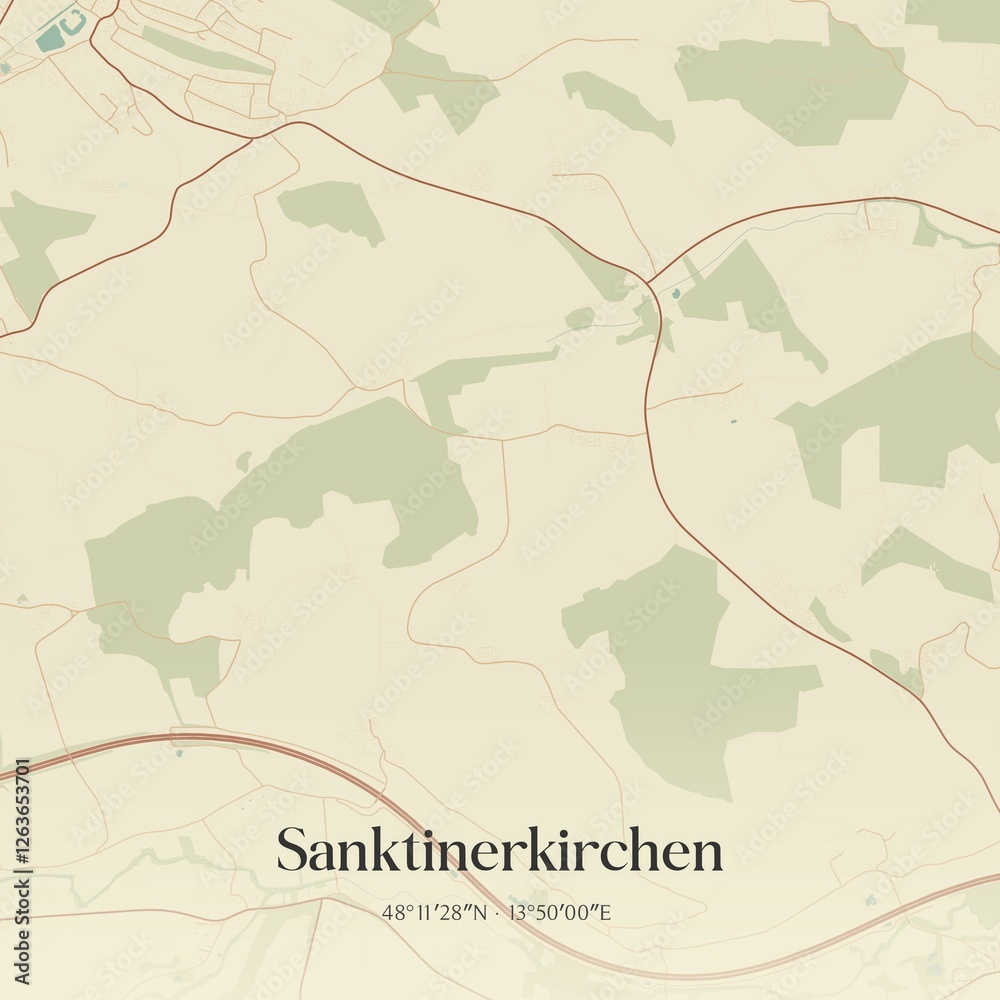 Vintage map of Sanktinerkirchen, Austria.