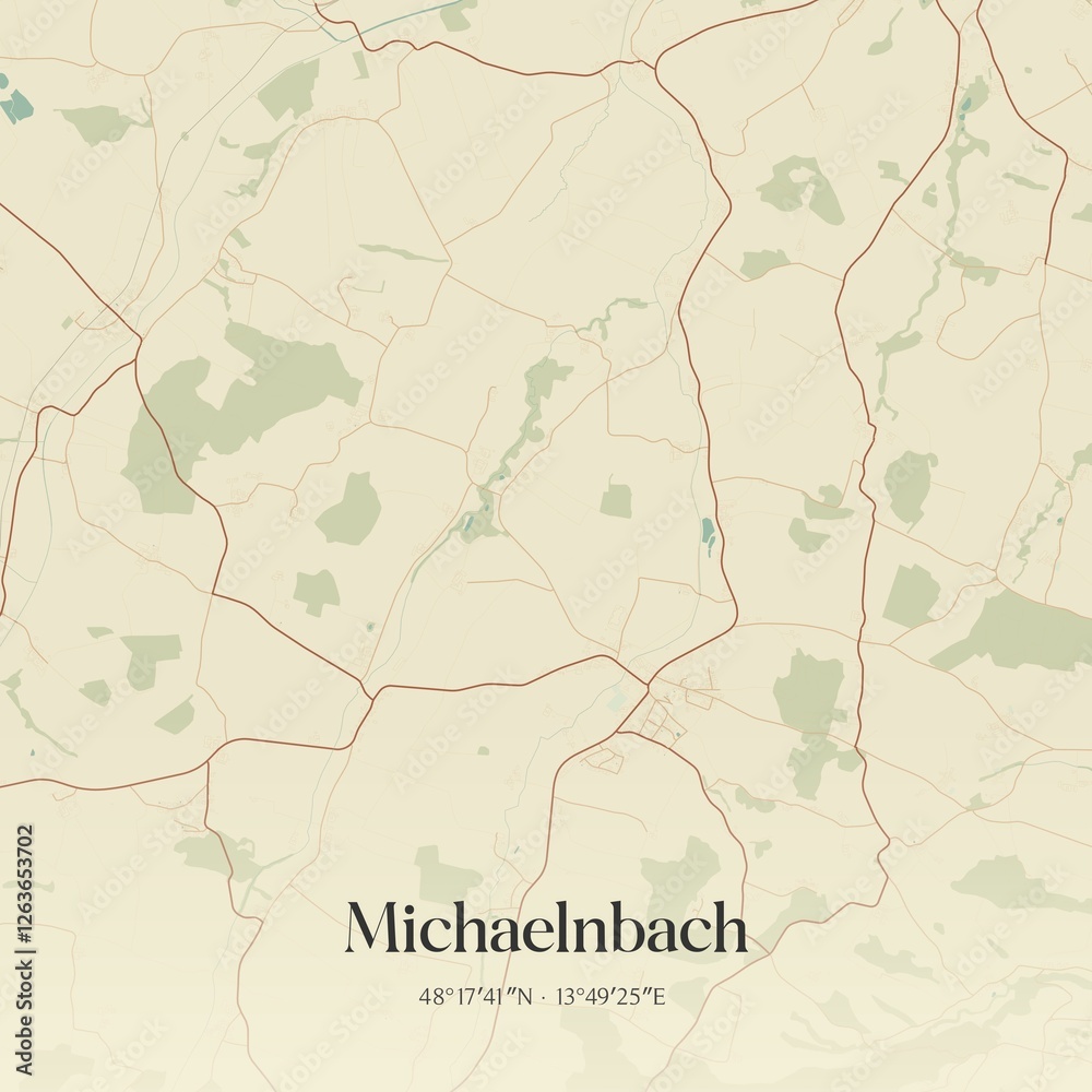 Vintage map of Michaelnbach, Austria.