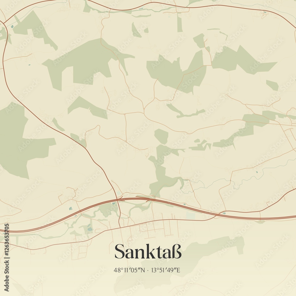 Vintage map of Sanktaß, Austria.