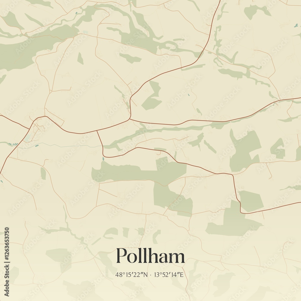Vintage map of Pollham, Austria.
