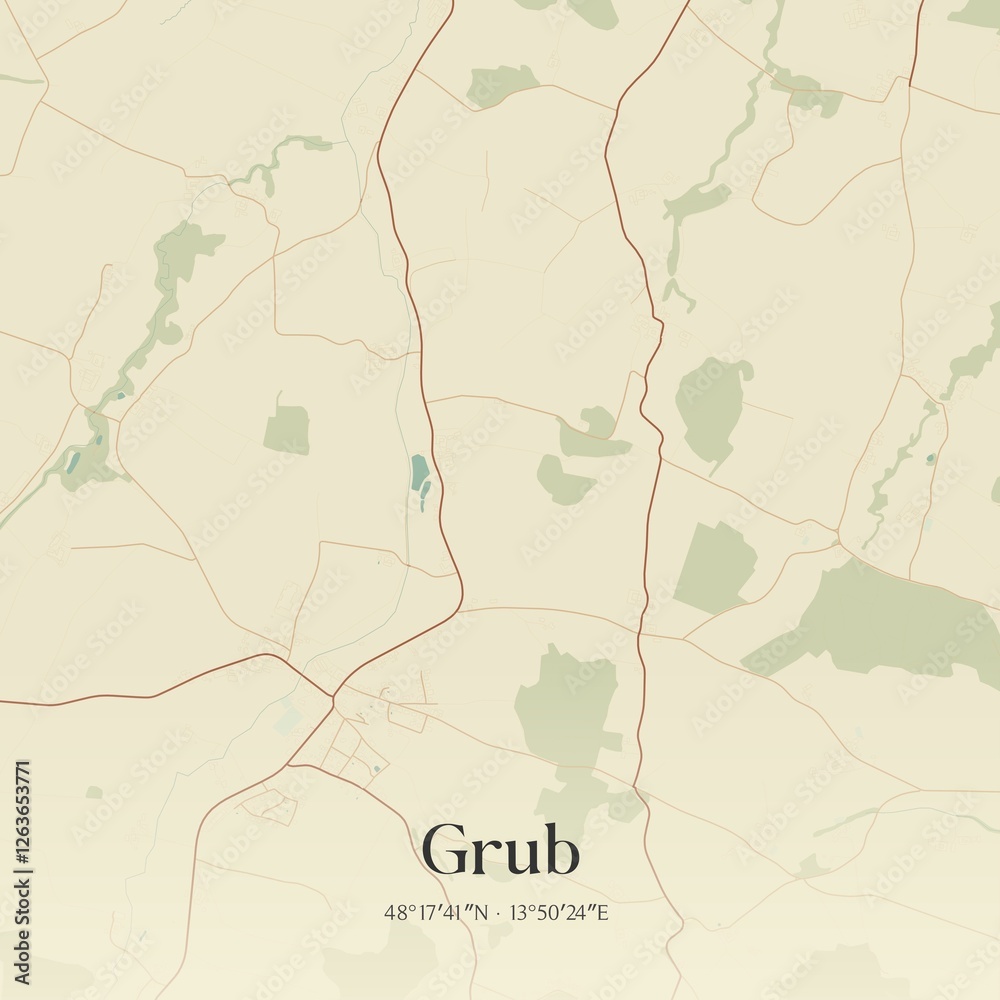 Vintage map of Grub, Austria.
