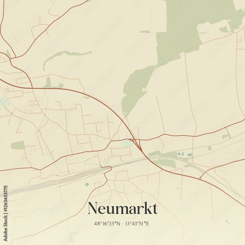 Vintage map of Neumarkt, Austria.