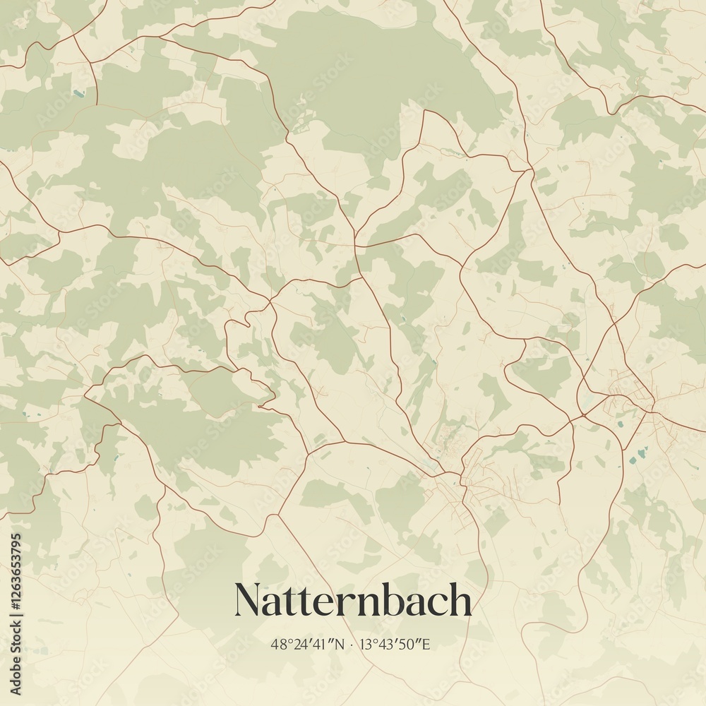 Vintage map of Natternbach, Austria.