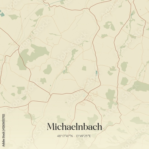 Obraz na płótnie Vintage map of Michaelnbach, Austria. w salonie