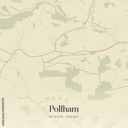 Obraz na płótnie Vintage map of Pollham, Austria. w salonie