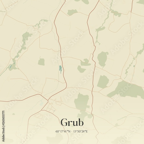 Obraz na płótnie Vintage map of Grub, Austria. w salonie