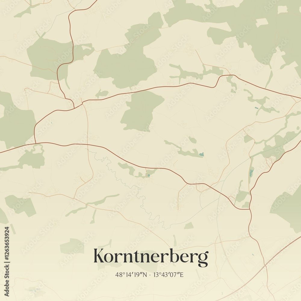 Vintage map of Korntnerberg, Austria.