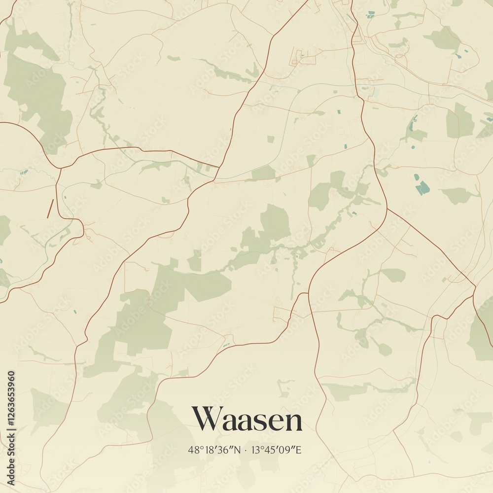 Vintage map of Waasen, Austria.