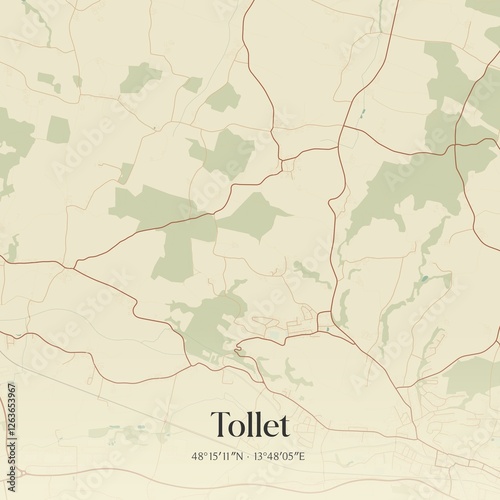 Obraz na płótnie Vintage map of Tollet, Austria. w salonie