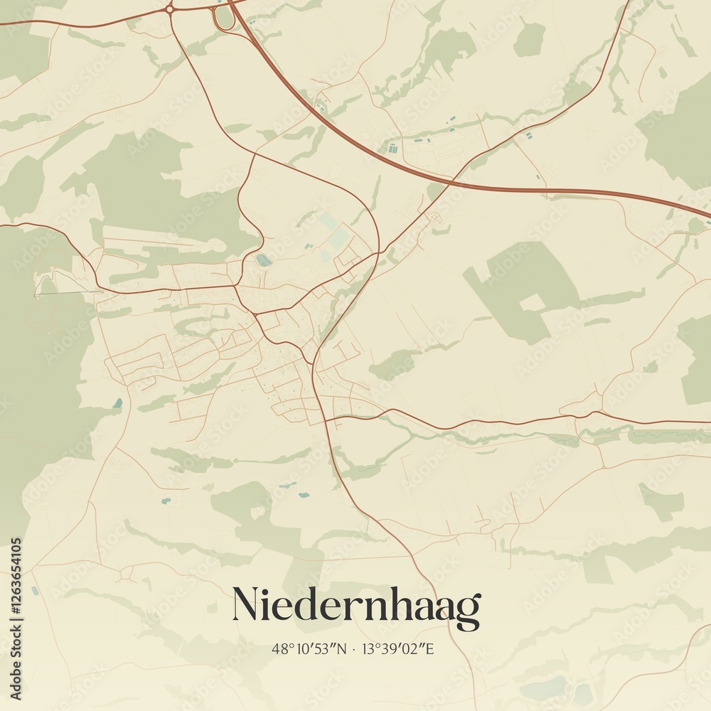 Vintage map of Niedernhaag, Austria.
