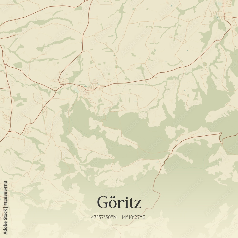 Vintage map of Göritz, Austria.