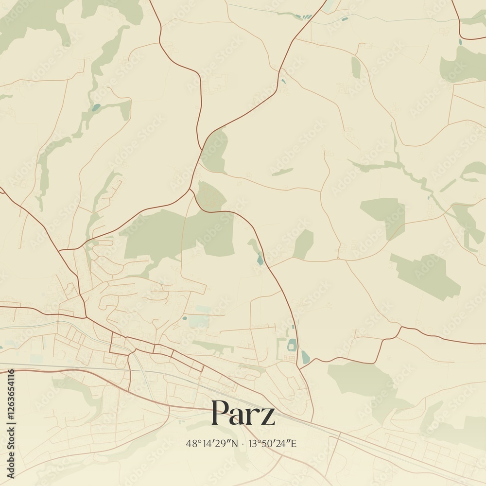 Vintage map of Parz, Austria.