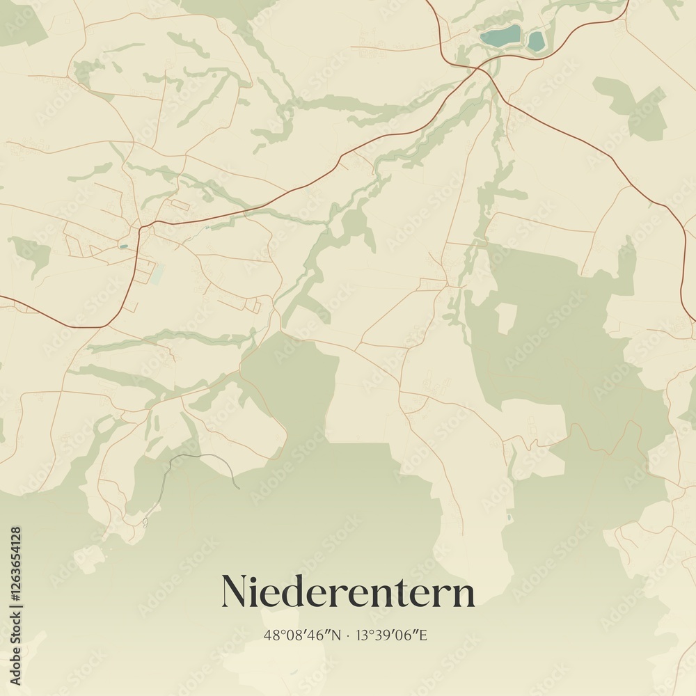Vintage map of Niederentern, Austria.