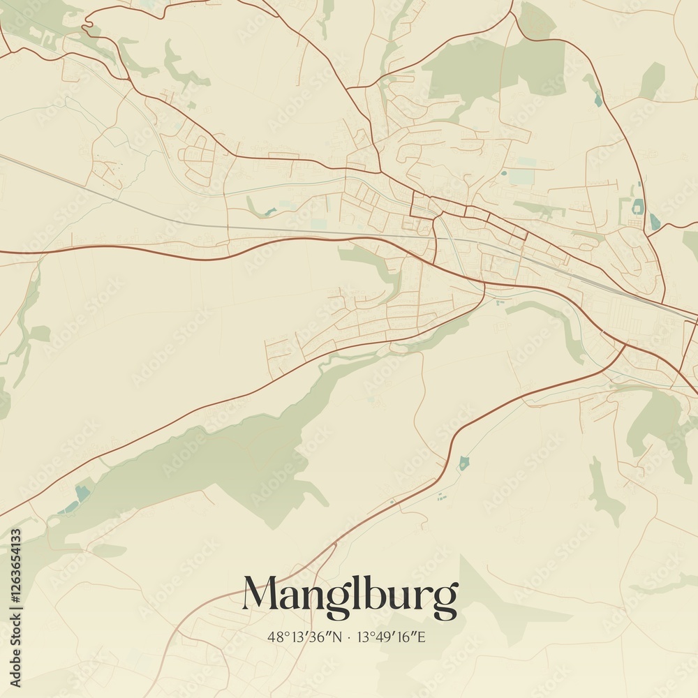 Vintage map of Manglburg, Austria.