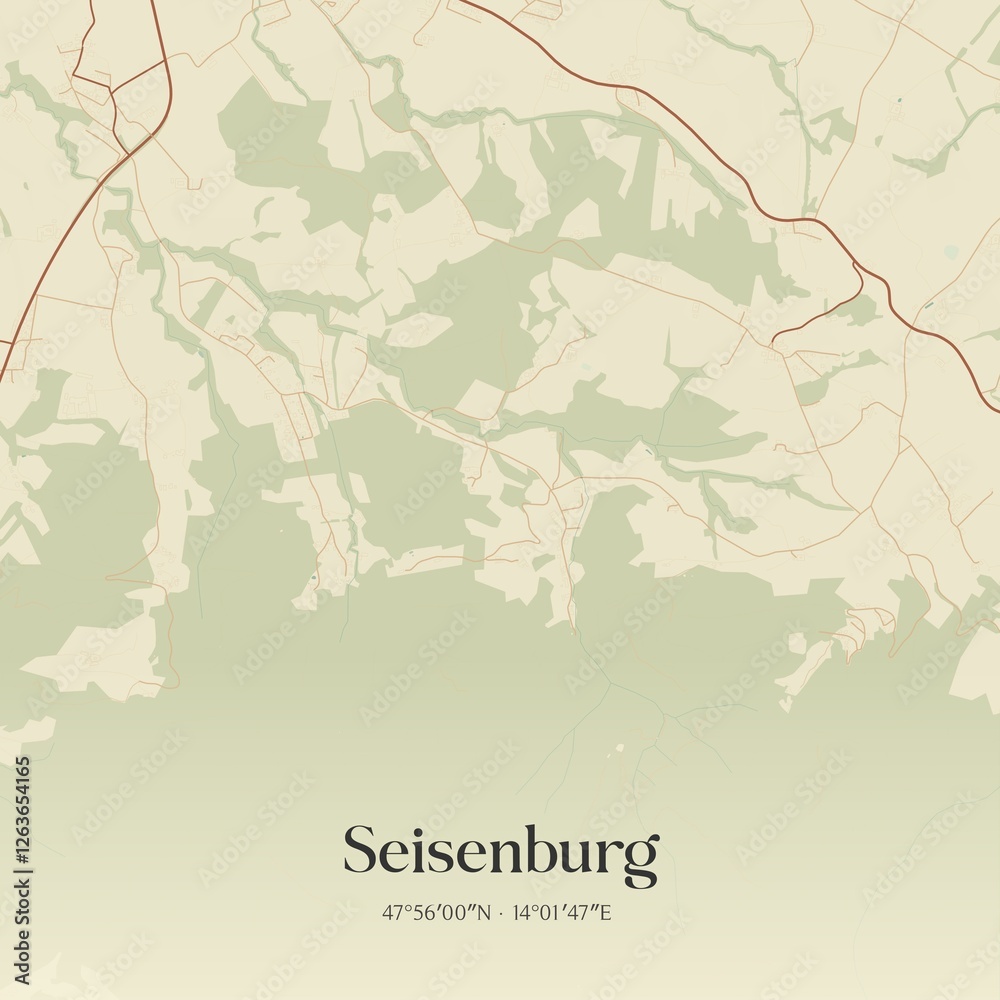 Vintage map of Seisenburg, Austria.