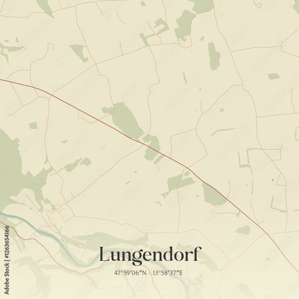 Vintage map of Lungendorf, Austria.