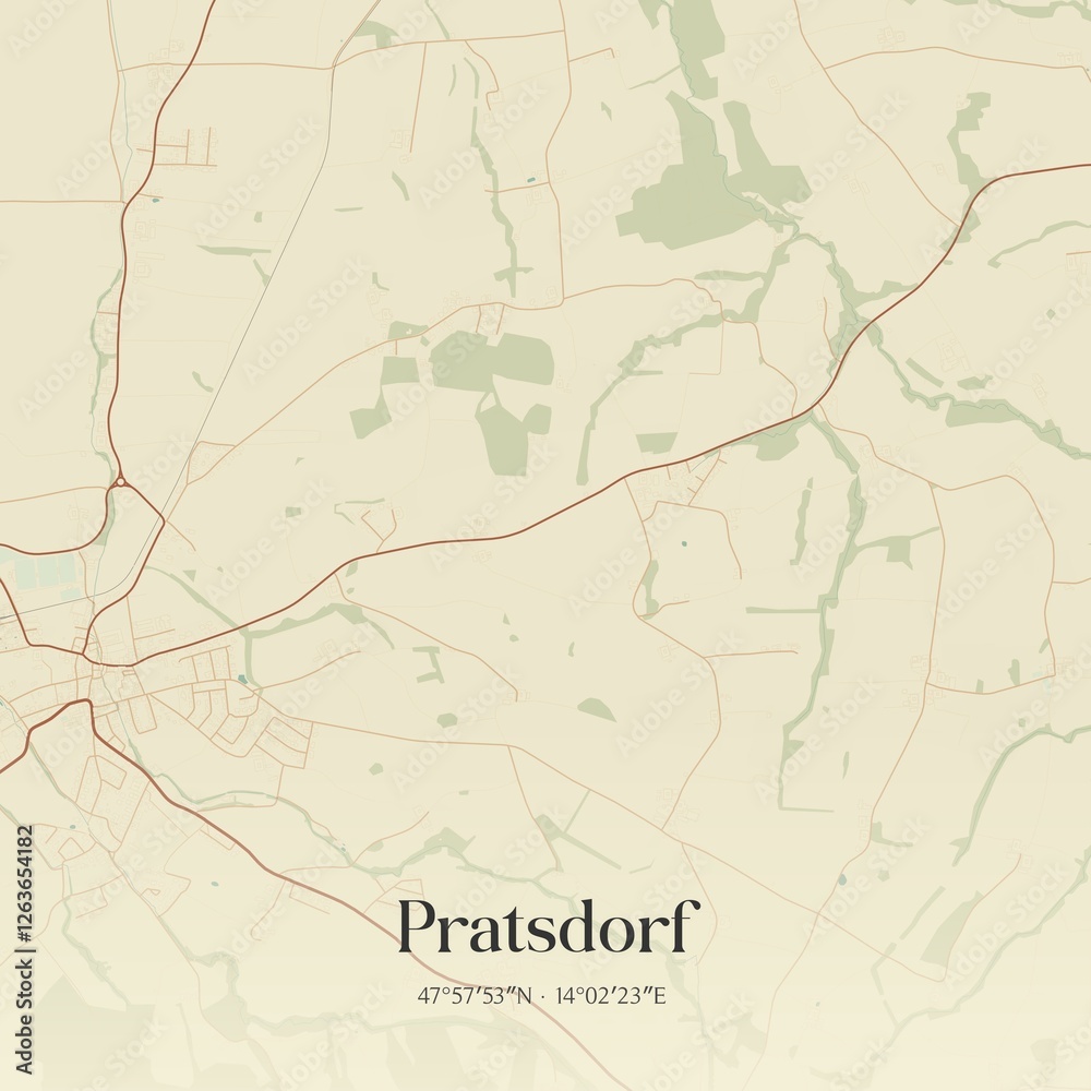 Vintage map of Pratsdorf, Austria.