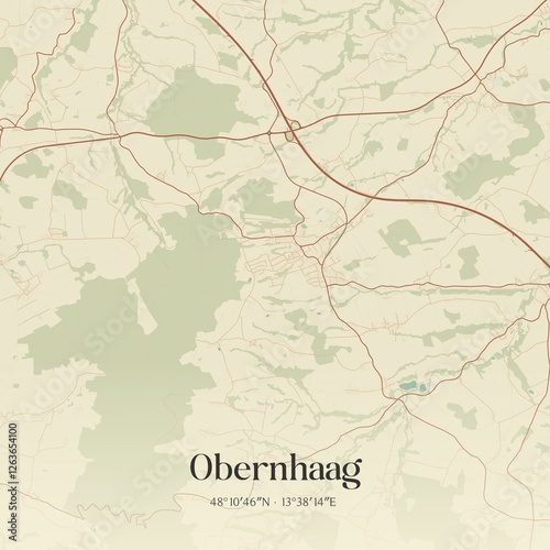 Obraz na płótnie Vintage map of Obernhaag, Austria. w salonie