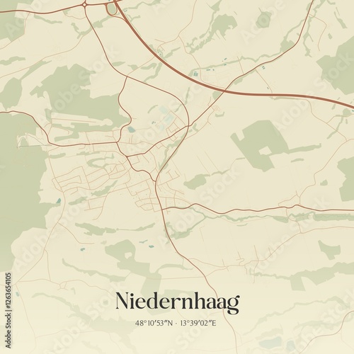 Obraz na płótnie Vintage map of Niedernhaag, Austria. w salonie