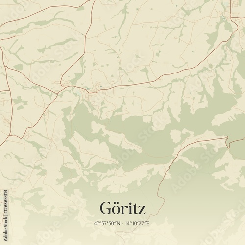 Obraz na płótnie Vintage map of Göritz, Austria. w salonie